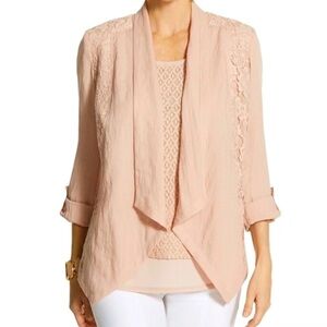 Chicos Blazer Francesca Blush Pink Lace Open Blazer Chico Sz 0